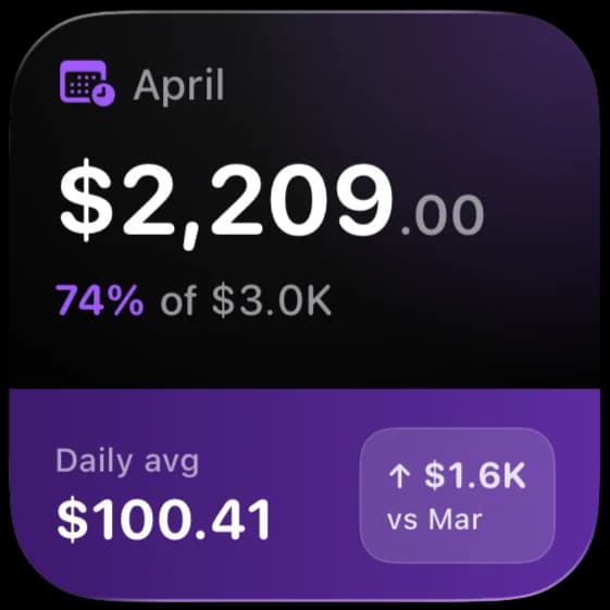 Small widget: this month's spending